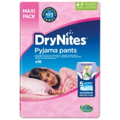 HUGGIES Mutandine DryNites Maxi Pack Confezione Da 16 Pezzi Girl (4-7 Anni) 17-30 Kg