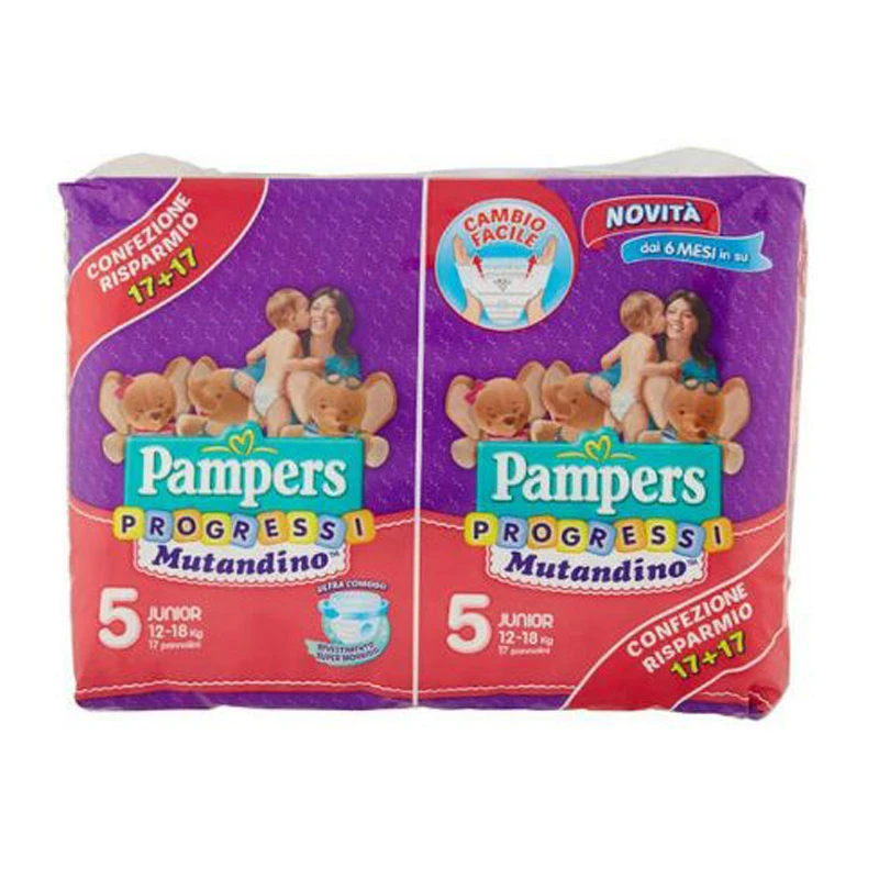 Pampers® Pannolini Mutandina Progressi 5 Junior (12-18 Kg) Confezione Da 34 Pezzi 1 Pampers® Pannolini Mutandina Progressi 5 Junior (12-18 Kg) Confezione Da 34 Pezzi