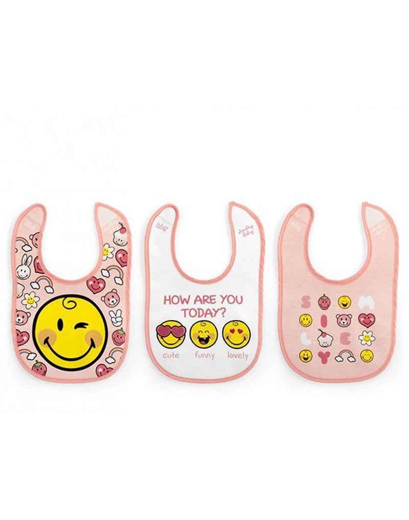 Set 3 Bavaglini Smiley Girl 1 Set 3 Bavaglini Smiley Girl