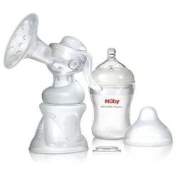 Nuby Kit Tiralatte Manuale Natural Touch Softflex Con Biberon E Coppette Assorbilatte