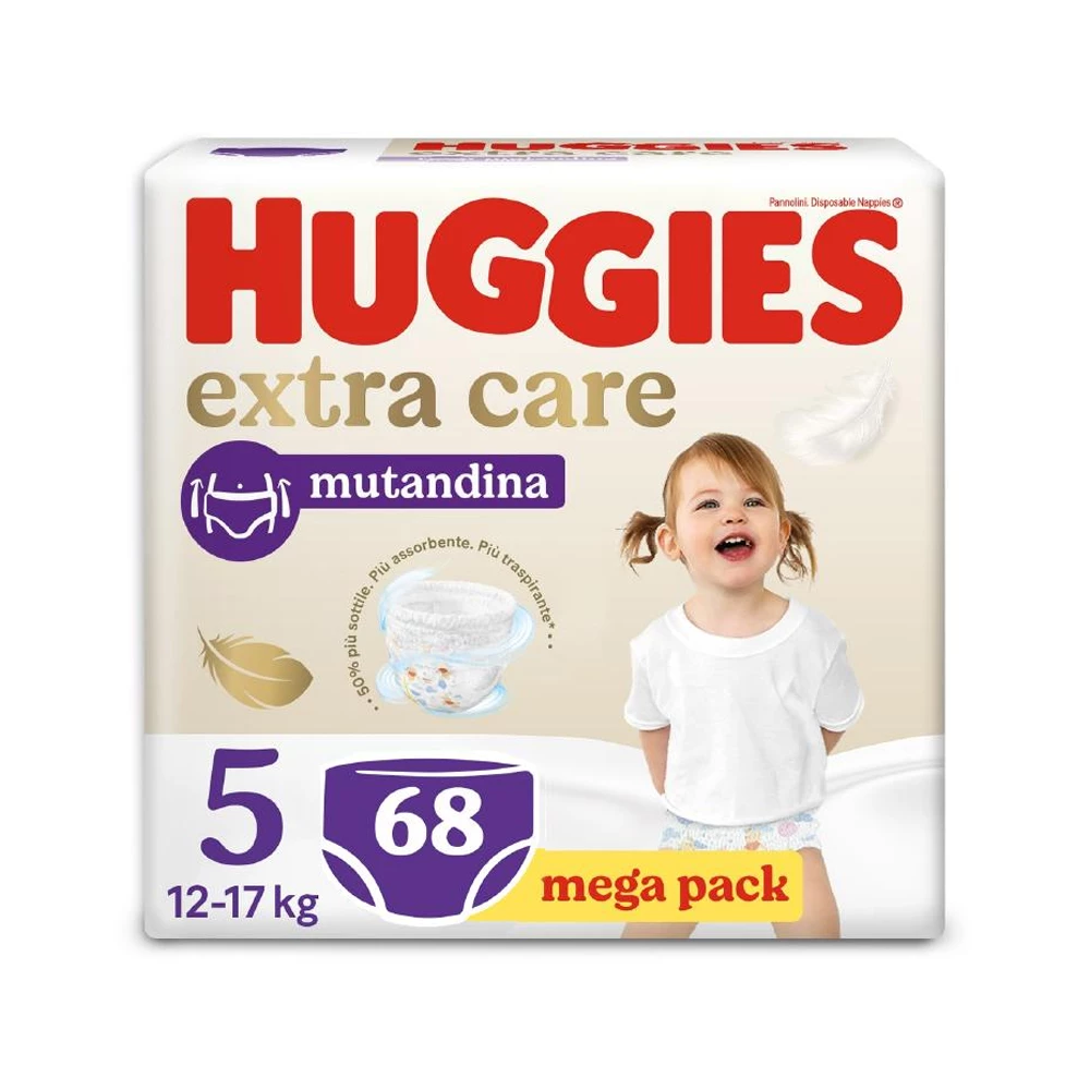 Huggies Pannolini Mutandina Extra Care 5 Mega Pack - 68 Pezzi 1 Huggies Pannolini Mutandina Extra Care 5 Mega Pack - 68 Pezzi