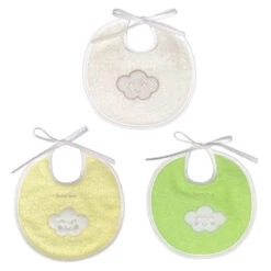 Andy&Helen Bavaglio In Spugna Di Cotone Con Nuvola Ricamata, Taglia Piccola