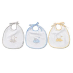 Andy&Helen Bavaglino In Spugna Di Cotone Con Orsetto Ricamato, Taglia Media