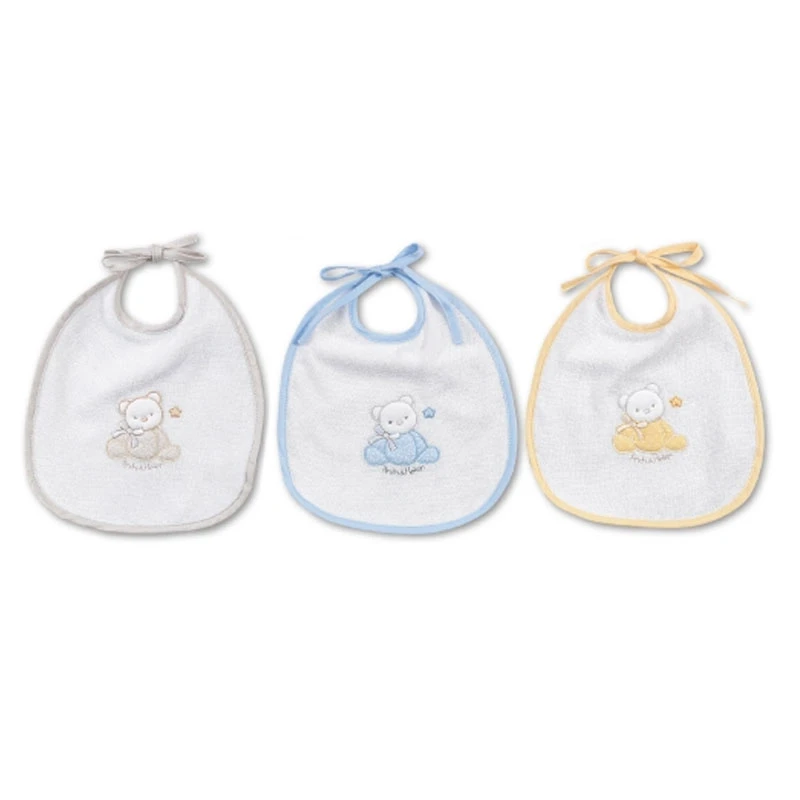 Andy&Helen Bavaglino In Spugna Di Cotone Con Orsetto Ricamato, Taglia Media