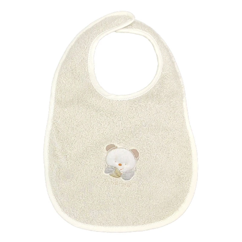 Andy&Helen Bavaglio In Spugna Di Cotone Con Orso Foglie Ricamati, Chiusura A Velcro - Taglia Media - immagine 2