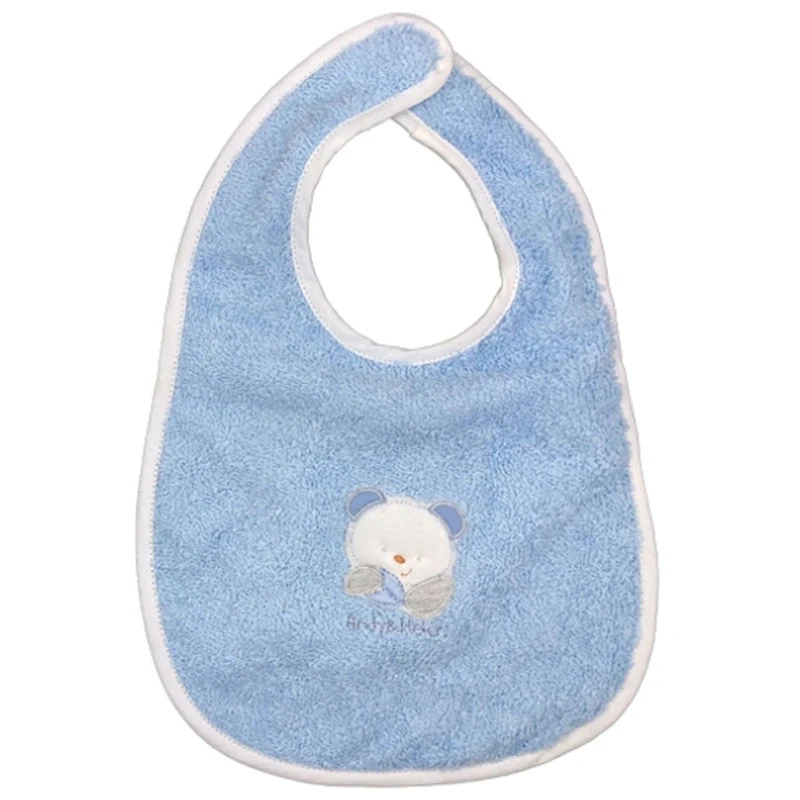 Andy&Helen Bavaglio In Spugna Di Cotone Con Orso Foglie Ricamati, Chiusura A Velcro - Taglia Media - immagine 3