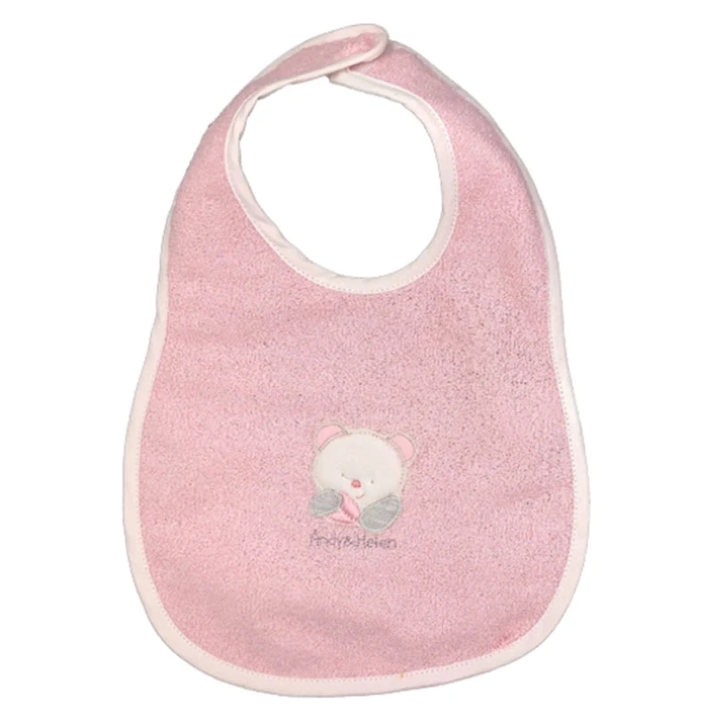 Andy&Helen Bavaglio In Spugna Di Cotone Con Orso Foglie Ricamati, Chiusura A Velcro - Taglia Media - immagine 5